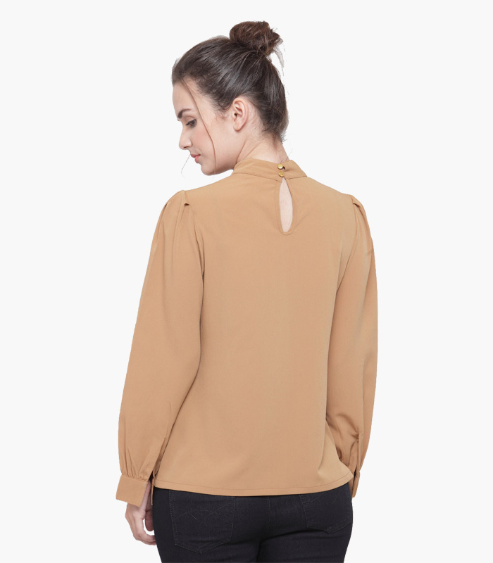 Women Khaki Solid Top-4