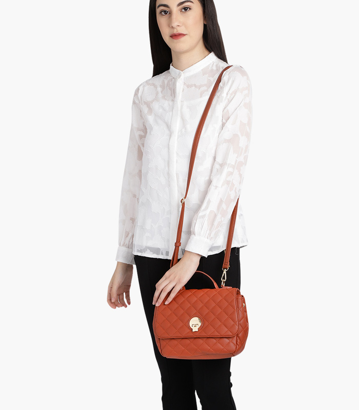 Brown Quilted Satchel-2