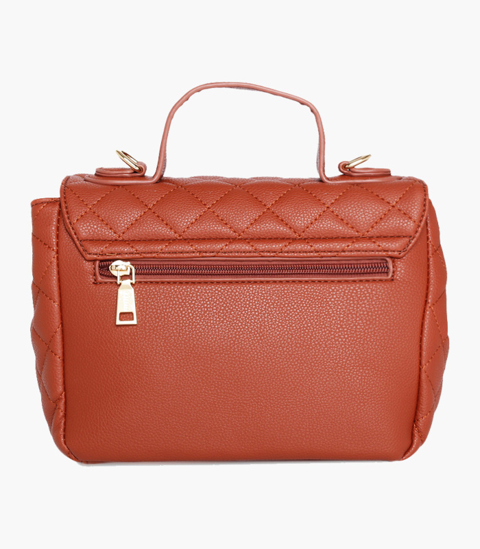 Brown Quilted Satchel-4