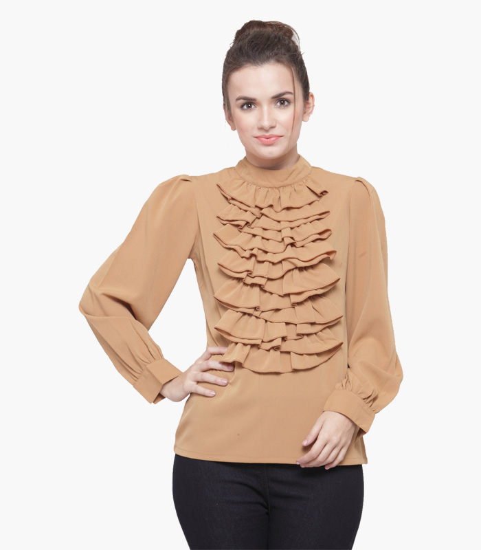 Women Khaki Solid Top