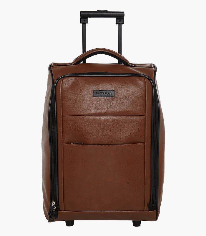 Unisex Tan Solid Cabin Trolley Bag 1